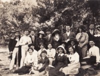 Group of 20 unidentified people at the Cotter River