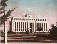 Front view of the old National Library building on Kings Avenue, Barton. 