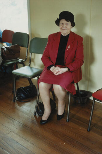 Elma De Smet sitting in a waiting room
