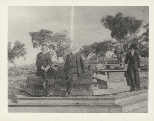 John Gale at commencement stone on Kurrajong Hill (now Capital Hill).