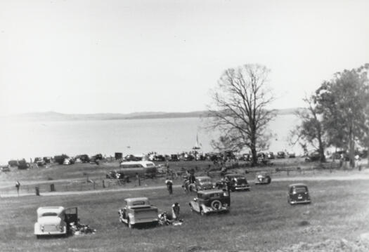 Lake George Sailing Club regatta - a view cars parked on the foreshore of Lake George at the sailing regatta.