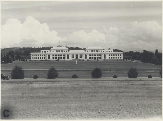A front view of the newly completed Parliament House.