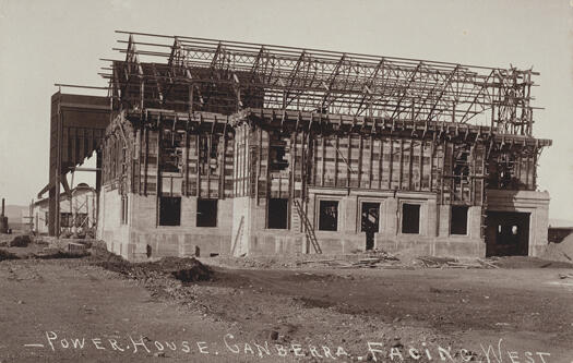 View of the incomplete Power House, facing west