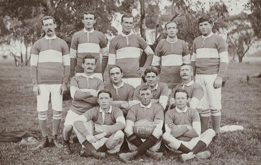 Canberra Soccer Football team 1914. First sporting team for the Territory. 

Back Row: Ernie King, Archie Thurbon, Mac Southwell, A.E. Fennelly and George Lea.

Middle Row: Ernie O'Neill, Charles Laverty, Percy Douglas, Tony Donovan.

Front Row: A.W. Edwards, Jack Hobday (capt.), Alf Ayrton