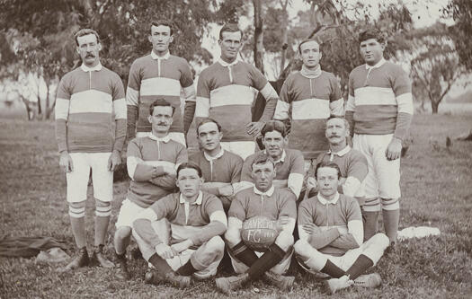 Canberra Soccer Football team 1914. First sporting team for the Territory. 

Back Row: Ernie King, Archie Thurbon, Mac Southwell, A.E. Fennelly and George Lea.

Middle Row: Ernie O'Neill, Charles Laverty, Percy Douglas, Tony Donovan.

Front Row: A.W. Edwards, Jack Hobday (capt.), Alf Ayrton