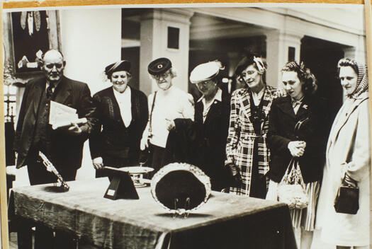 Group viewing wedding presents to Princess Elizabeth and Prince Phillip