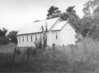 Sacred Heart Church, Tuggeranong, before the church was moved. The church opened on Sunday 29 June 1902. The photo shows the pines trees planted by the parishioners from which it became known as 'The Cathedral in the Pines'. 