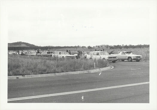 CDHS excursion to Lanyon and Tuggeranong showing people in the carpark preparing to leave