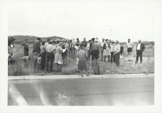 CDHS excursion to Lanyon and Tuggeranong showing a group listening to a speaker