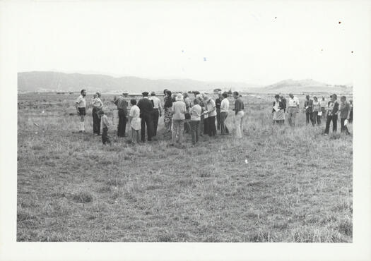 CDHS excursion to Lanyon and Tuggeranong showing a group of people in a paddock.