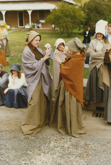 CDHS excursion to Yass showing a group of women in period costume