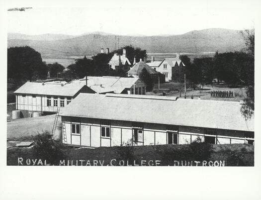 View of buildings surrounding the RMC parade ground with Duntroon House (including the original conservatory) in the background.
