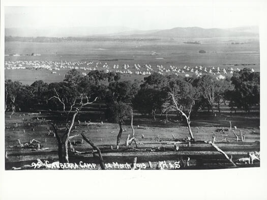 Distant view of the tents of the 3rd Light Horse Brigade in camp