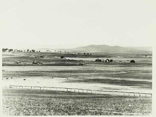 Glebe Farm and Murray's Store are in the middle distance, Black Mountain in the background.
