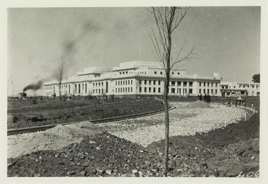 Parliament House - gardens being laid out