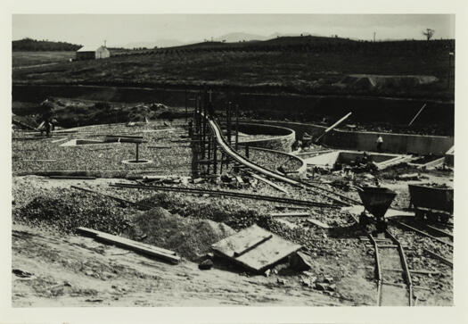 Shows the construction of the Weston Creek sewerage farm.