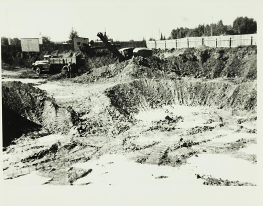 Excavation work in Civic after rain