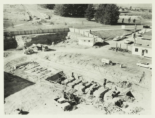 Construction of the Russell Offices showing their foundations