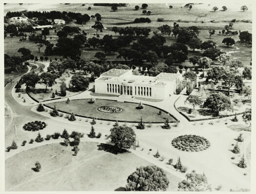 Institute of Anatomy from the air, showing the gardens and footpaths.