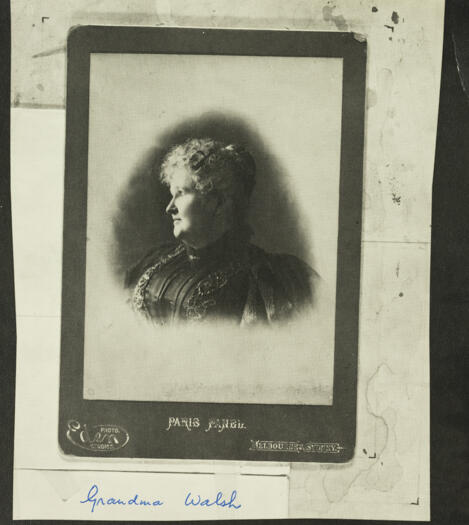 A head and shoulders photo of Grandma Walsh, Melbourne