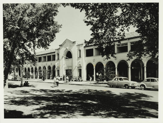 A front view of the Melbourne Building, Civic from Northbourne Avenue.