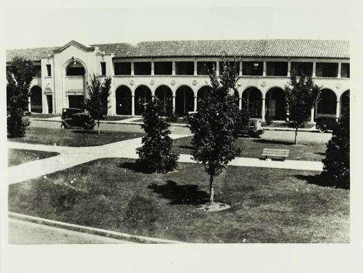 A front view of the Melbourne Building, Civic from Northbourne Avenue.