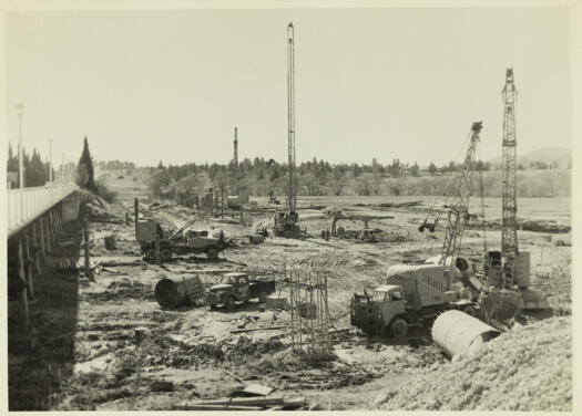 Commonwealth Avenue Bridge under construction, looking north