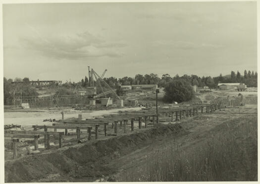 Early progress on construction of Commonwealth Avenue Bridge