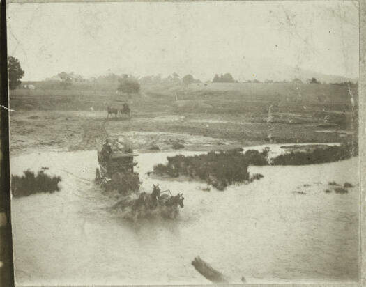 Coach fording Molonglo River