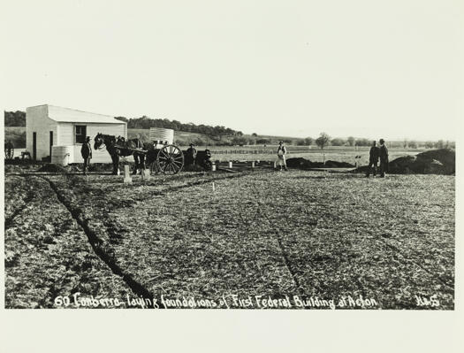 Laying foundations of first Federal buildings in Acton.