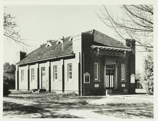 A side and front view of the Salvation Army Hall, Elourea Street, Braddon