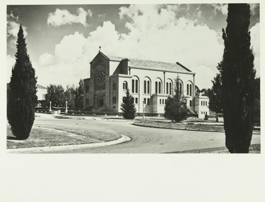 A middle distance front and side view of St. Christopher's Roman Catholic Co-Cathedral, Manuka