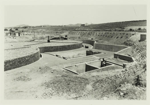 Sewerage works, Weston Creek showing the tanks and pits