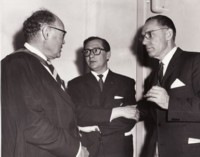 Opening of the Mawson Institute of Antarctic Research, Adelaide University. Left to right:

Dr. M. Glaessnor (Adelaide University), Mr. Alfredo Corte (Argentina), Mr. P.F. Salfonoe (USSR)