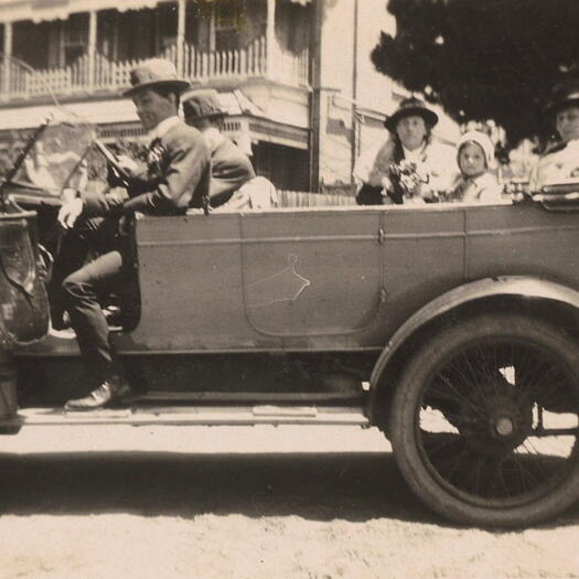 Note on photo : Alice Cole and Aunty Maggie returning from Medlow Bath. The shot taken at Lovett's Leap. Mr Sinclair was the driver and photographer.