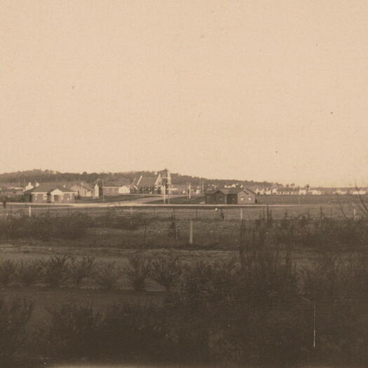 Reid Methodist Church in Coranderrk Street from Gorman House. The church was also known as the South Ainslie Methodist Church.