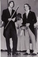 Lyneham High School, \"Between the Lynes\" school magazine photo showing two students in costume performing in a play.