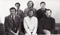 Lyneham High School, \"Between the Lynes\" school magazine photo of six men from the Industrial Arts Department
