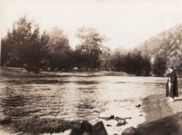 Murrumbidgee River above the Cotter junction with woman standing on the bank