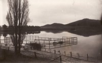 Canberra floods at Acton showing submerged tennis court