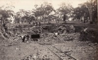 Excavation of sand and gravel in Oaks Estate, with rail and trolley