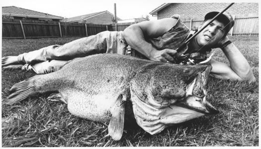 David Brassil with a 22kg Murray Cod caught at Googong Dam