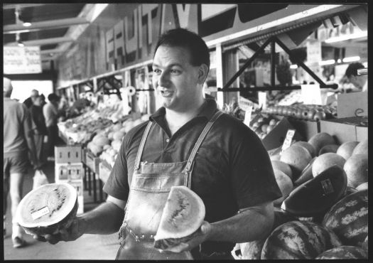 Fruit and veg seller Sam Pelle at Fyshwick Markets