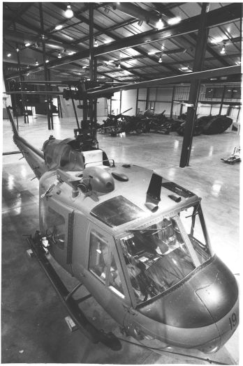 New Australian War Memorial premises at Mitchell showing an Iroquois helicopter