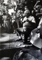 Anzac Day 1994. Digger Ray Noonan enjoys a game of two-up.