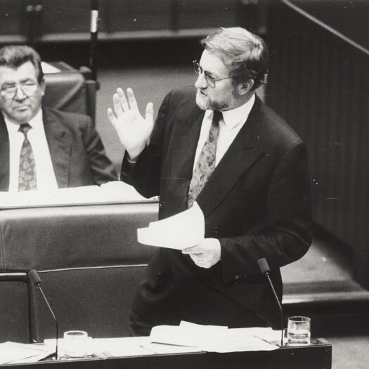 Senate debate on native title (Mabo). Senator Gareth Evans talking.