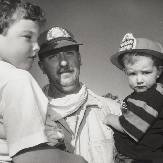 Steve Gibbs, firefighter, and his two sons