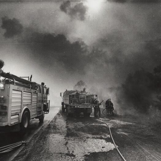 ACT firefighters at bushfire, Mona Vale Road, Sydney