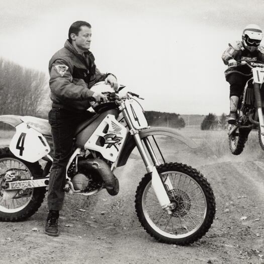 Mark Carruthers watches Brendan Watts, age 3