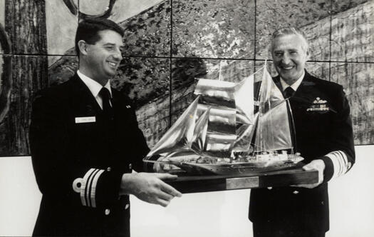 Exhibition for the young Endeavour opened by Admiral Beaumont